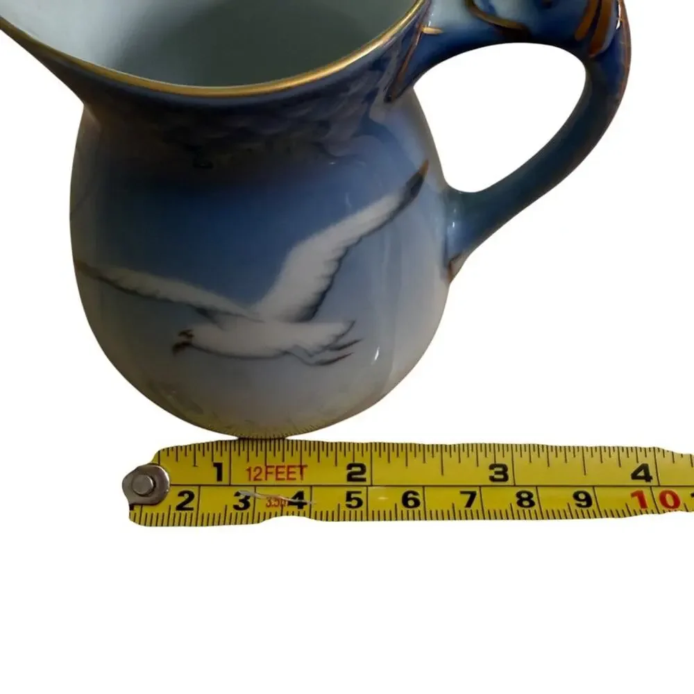 Bing & Grøndahl Seagull Pattern Small Pitcher Creamer 1952-1957 Gold Gilded Blue